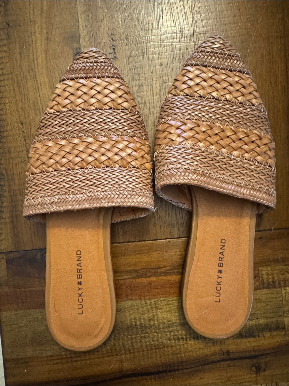 Lucky Brand Braided Slip-On Mules - Tan Brown